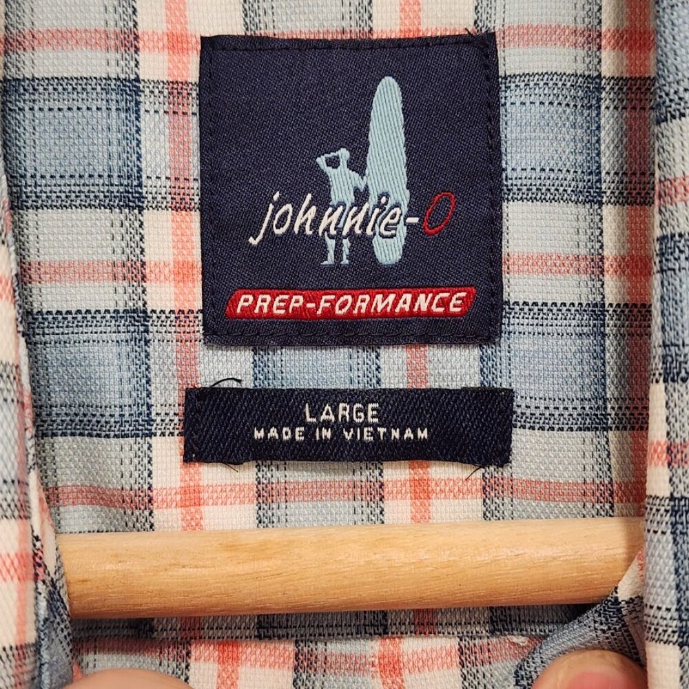 Johnnie O Mens Lightweight Cotton Check Plaid Button Down Flannel Size Large - Picture 11 of 14